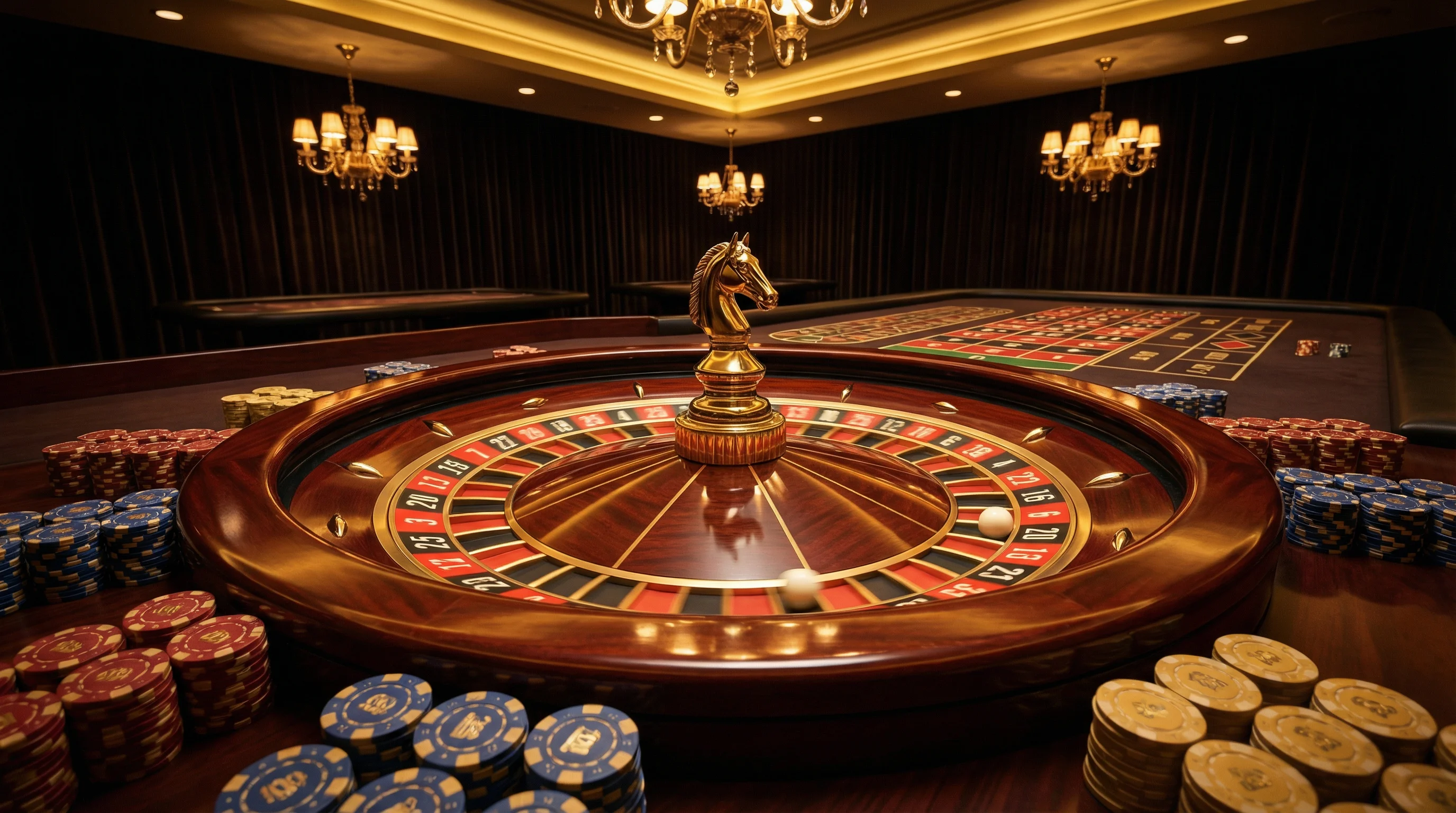 Roleta europeia de luxo com bola girando no maximabet